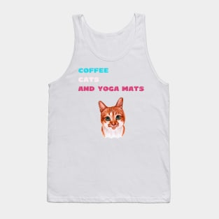 Coffee cats and yoga mats funny yoga and cat drawing Tank Top